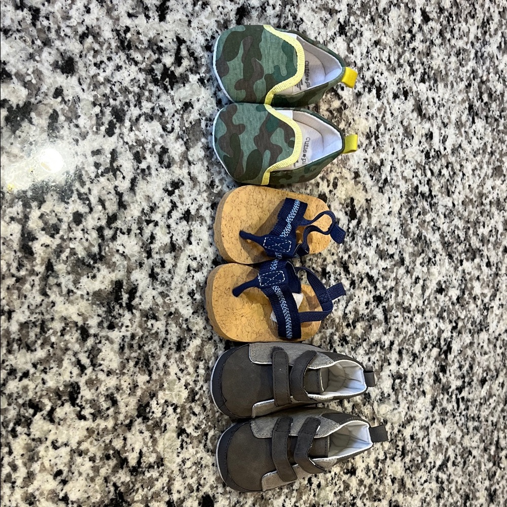 Camouflage and Yellow Kids Slip-On Shoes
